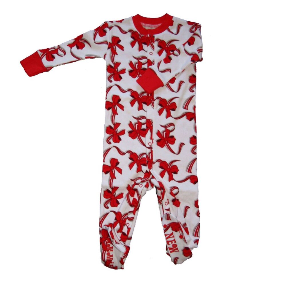 Festive Bow Baby Onesie - Holiday-Ready Sleepwear for Your Little One